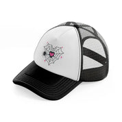 goth heart spider web-black-and-white-trucker-hat