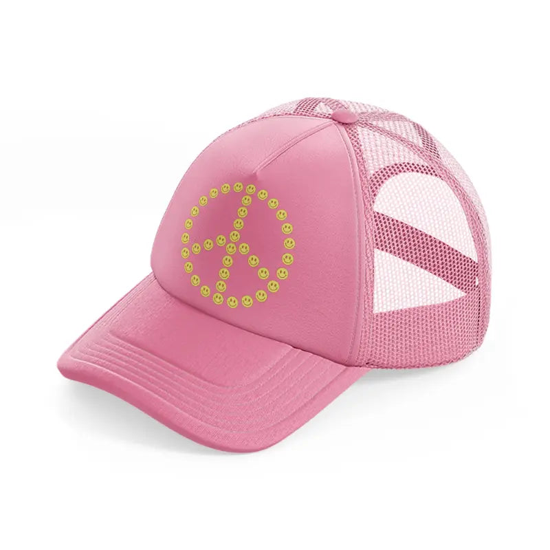 peace smiley face pink trucker hat