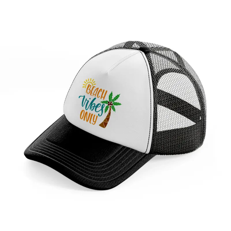 beach vibes only-black-and-white-trucker-hat