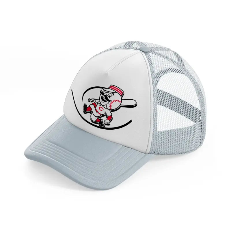 cincinnati retro emblem-grey-trucker-hat