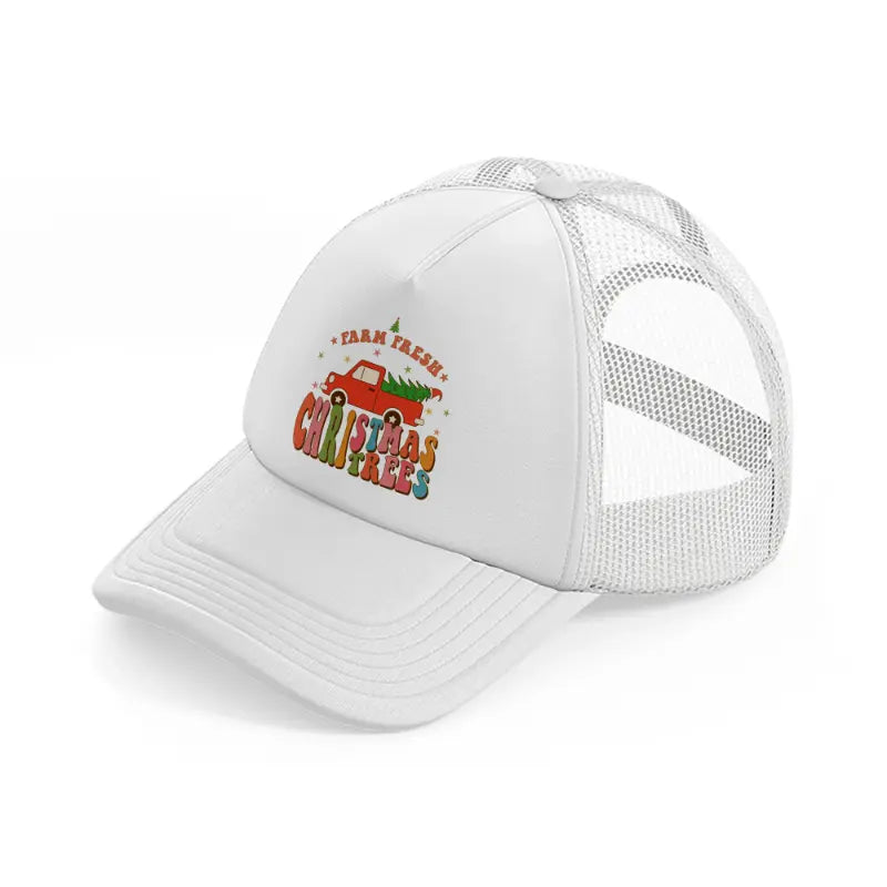 farm fresh christmas trees with truck-white-trucker-hat