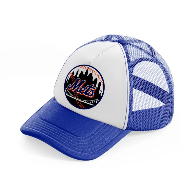 new york mets black badge blue and white trucker hat