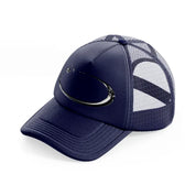 oval navy blue trucker hat