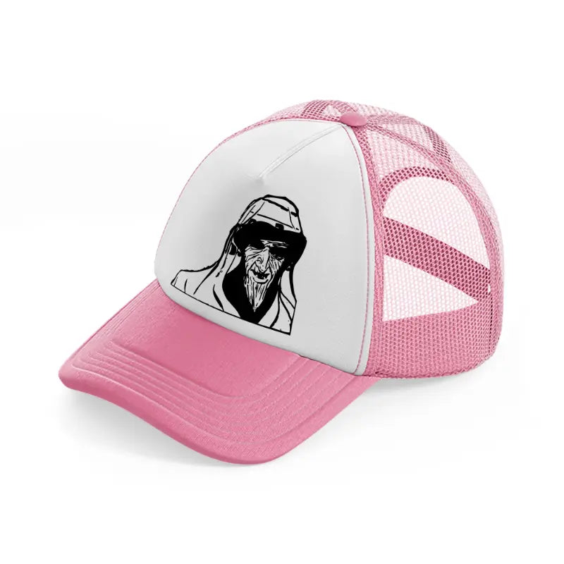 scary old man-pink-and-white-trucker-hat