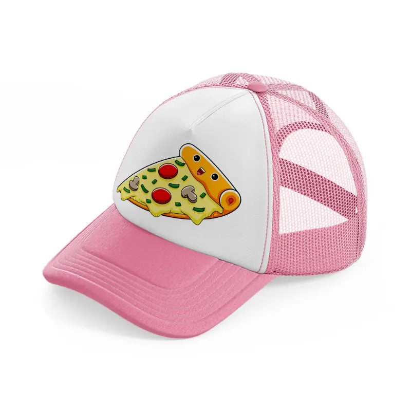 pizza pink and white trucker hat