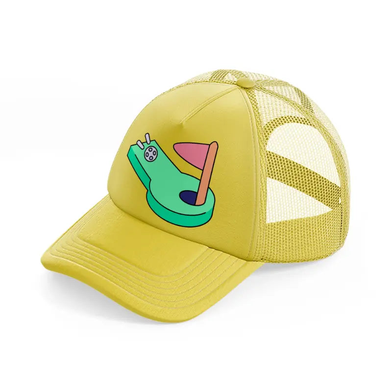 mini golf-gold-trucker-hat