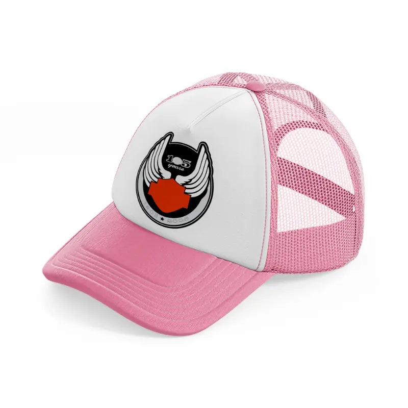 105 years 1903-2008-pink-and-white-trucker-hat