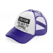 too hot to handle purple trucker hat