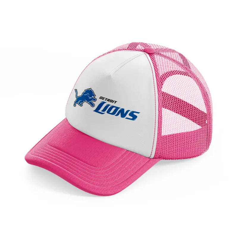 detroit lions logo-neon-pink-trucker-hat