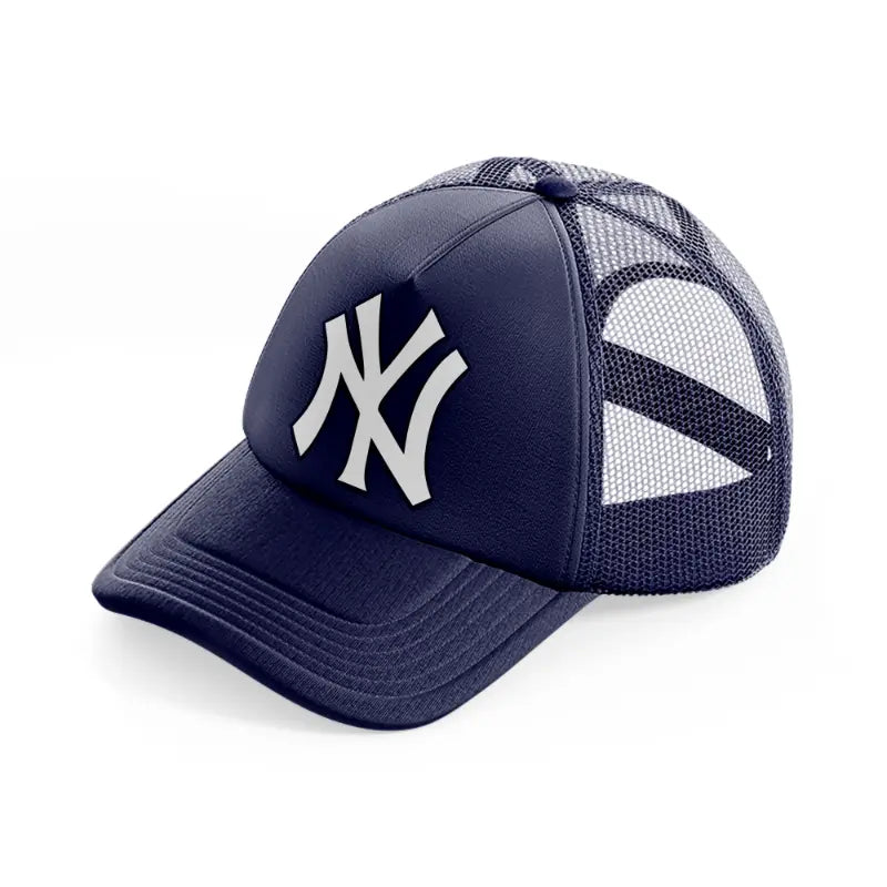 newyork yankees white emblem-navy-blue-trucker-hat