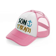 son of a beach-pink-and-white-trucker-hat