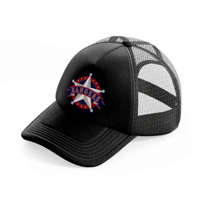 texas rangers star badge-black-trucker-hat