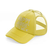 happy birdie to me beige-gold-trucker-hat
