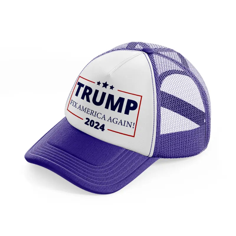 Trump 2024 Fix America Again purple Trucker Hat