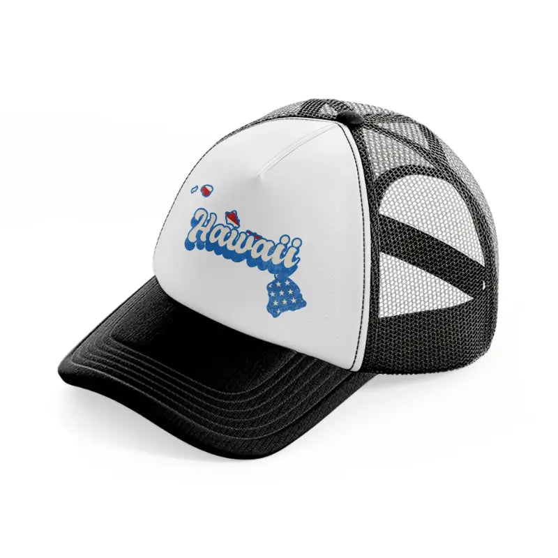 hawaii flag black and white trucker hat