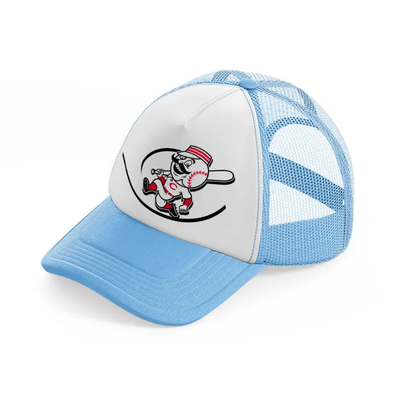 cincinnati retro emblem-sky-blue-trucker-hat