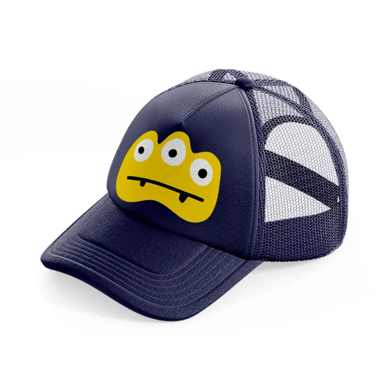yellow monster-navy-blue-trucker-hat