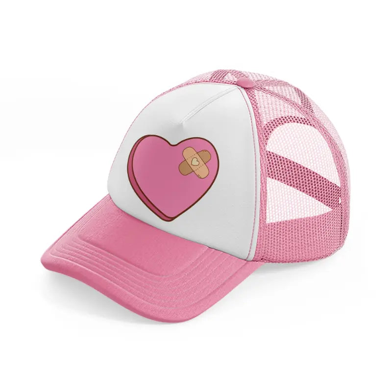 fixed heart-pink-and-white-trucker-hat