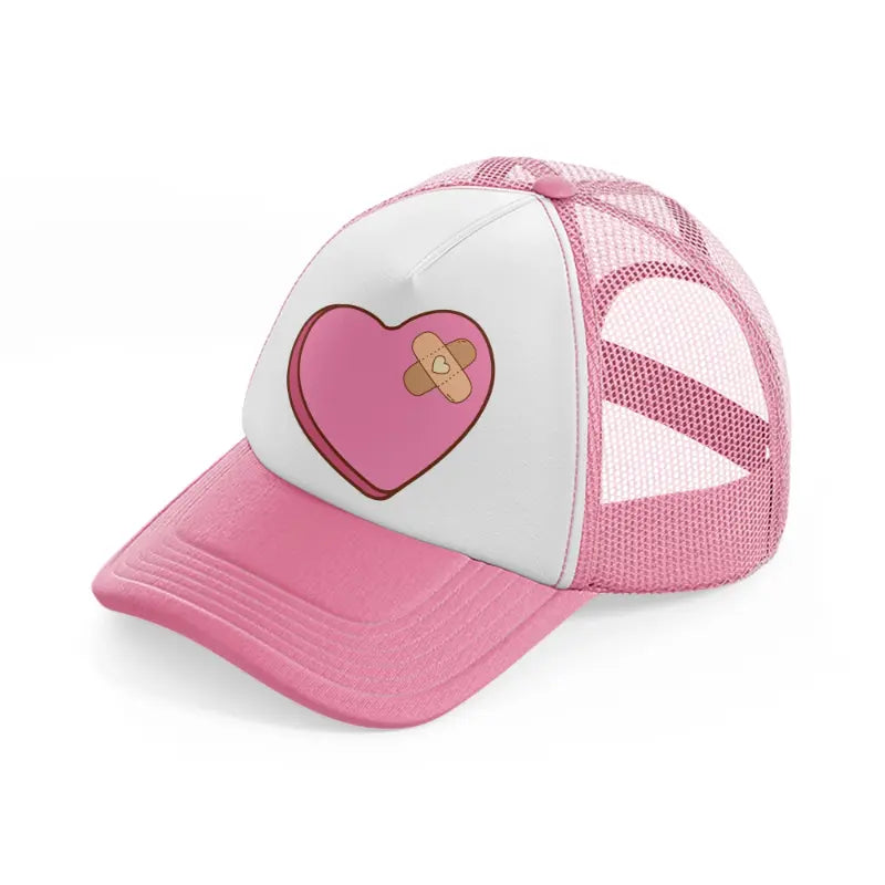 fixed heart pink and white trucker hat