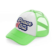 peace out lime green trucker hat