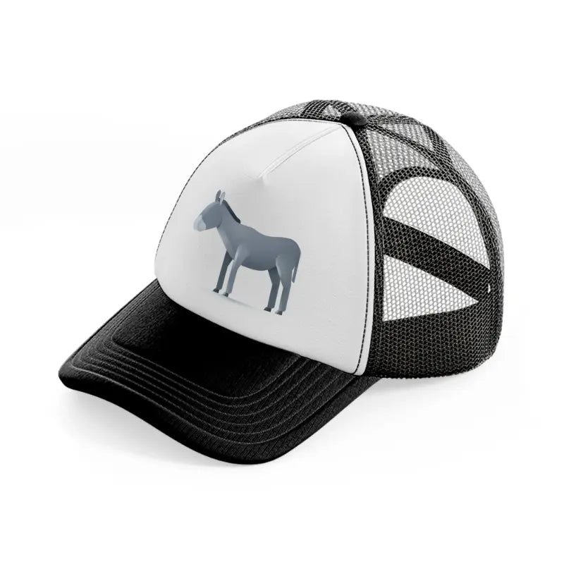 046 donkey black and white trucker hat