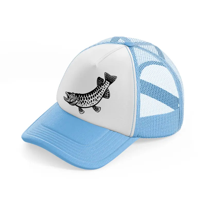 muskellunge fish-sky-blue-trucker-hat