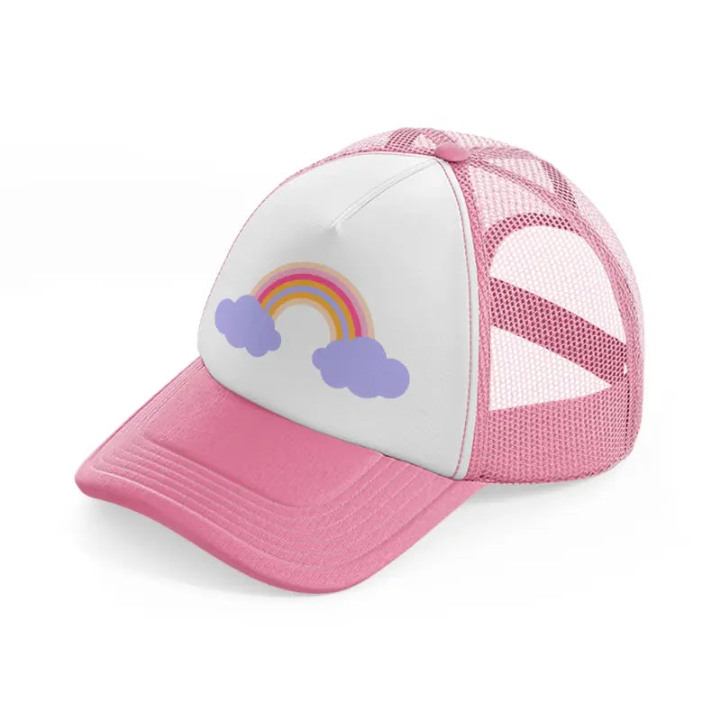 rainbow cloud pink and white trucker hat