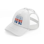 hey batter swing white trucker hat