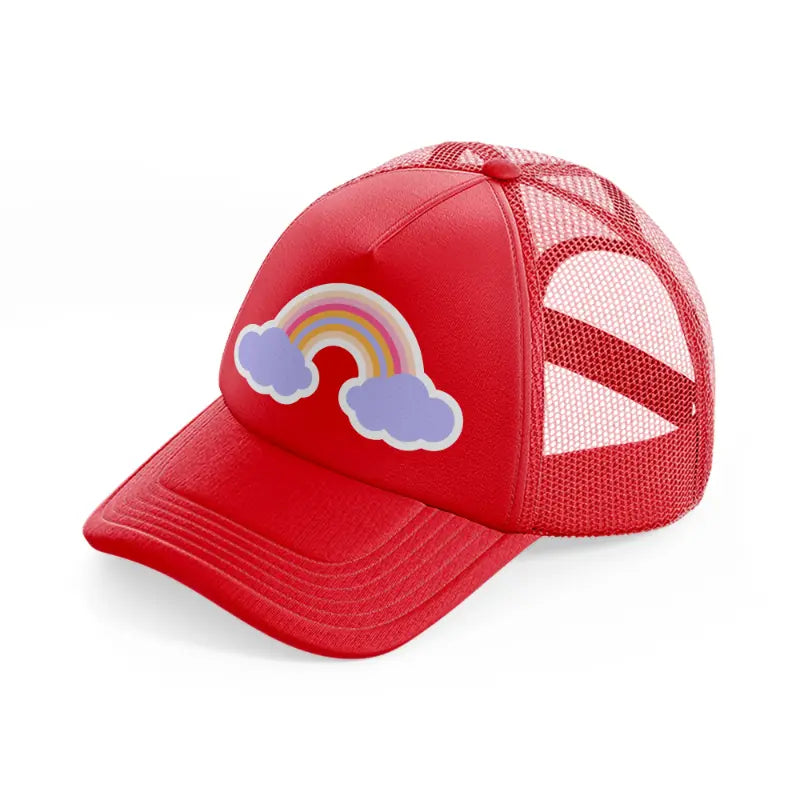 rainbow cloud-red-trucker-hat