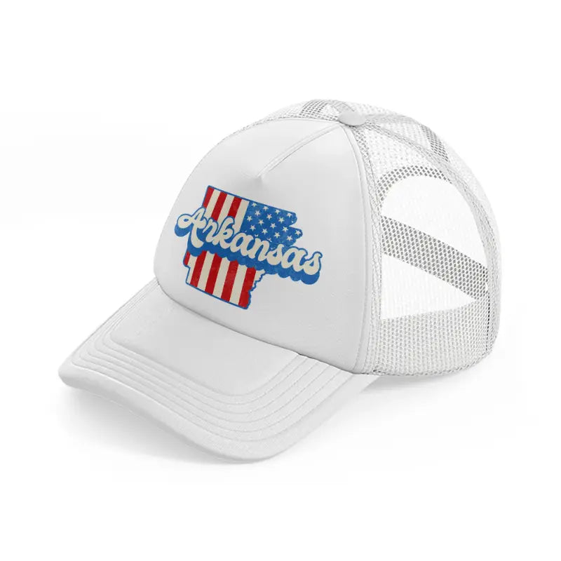 arkansas flag-white-trucker-hat