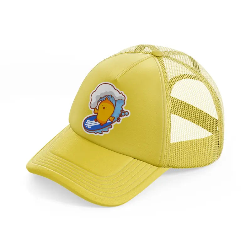surfing chick-gold-trucker-hat