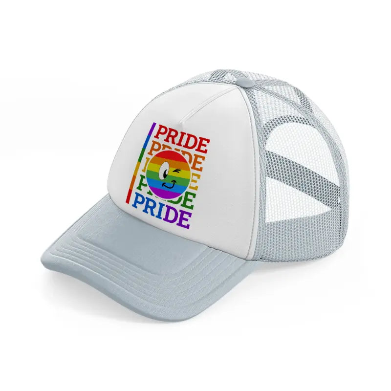 pride smiley-grey-trucker-hat