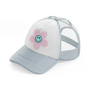 flower smiley grey trucker hat