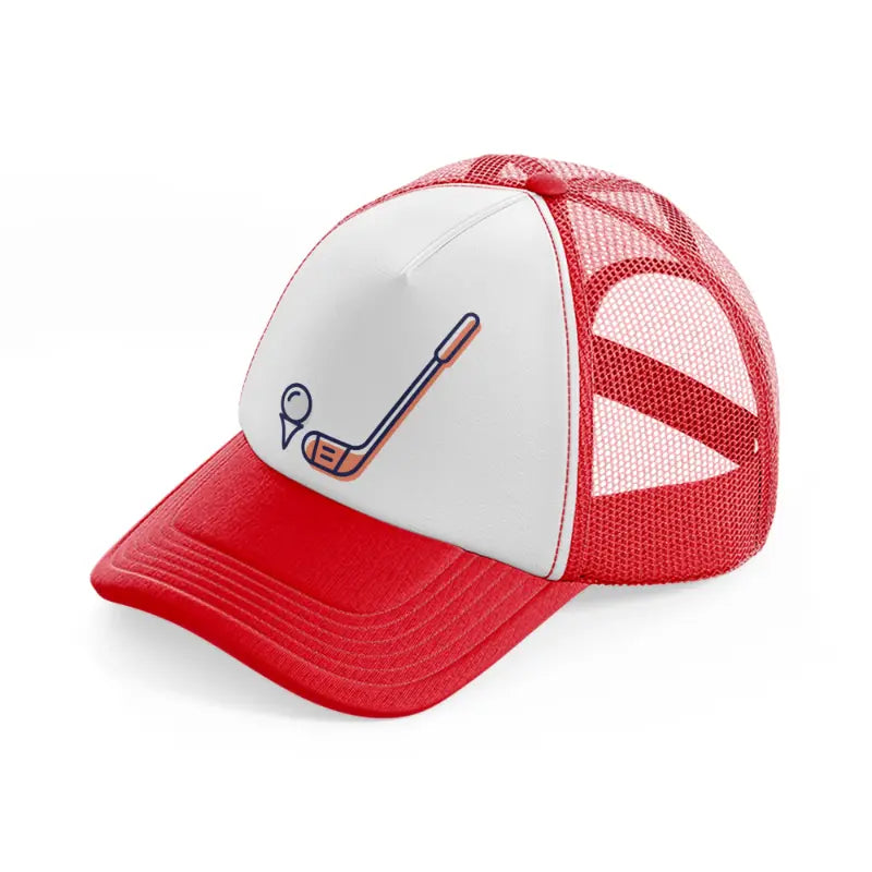 golf stick pink-red-and-white-trucker-hat