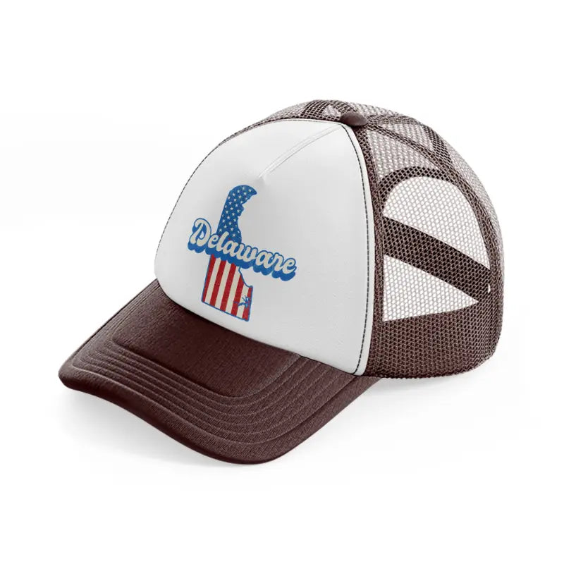 delaware flag brown trucker hat