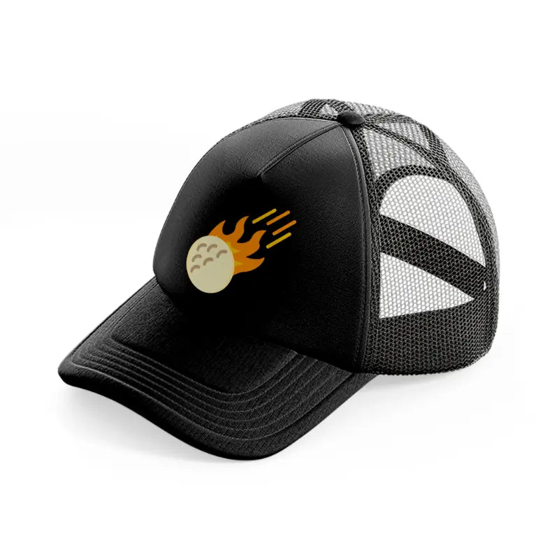 yellow golf ball black trucker hat