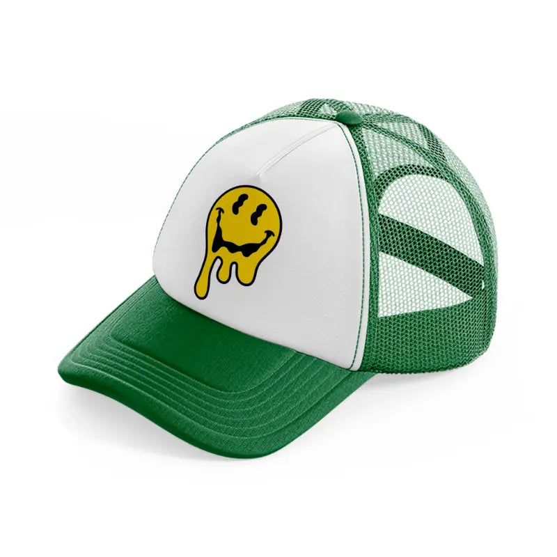 melt smile yellow green and white trucker hat