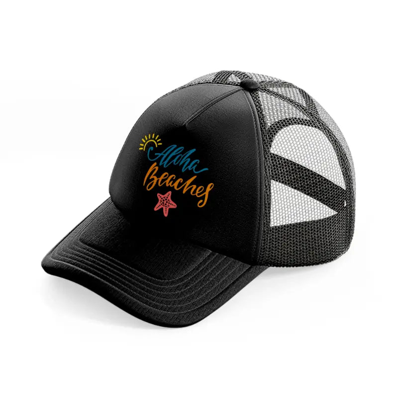 aloha beaches black trucker hat