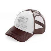 quint's shark fishing amity island brown trucker hat