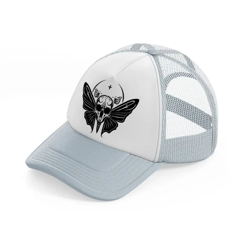 butterfly & skull-grey-trucker-hat