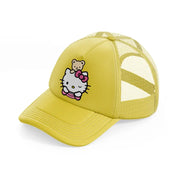 hello kitty teddy gold trucker hat