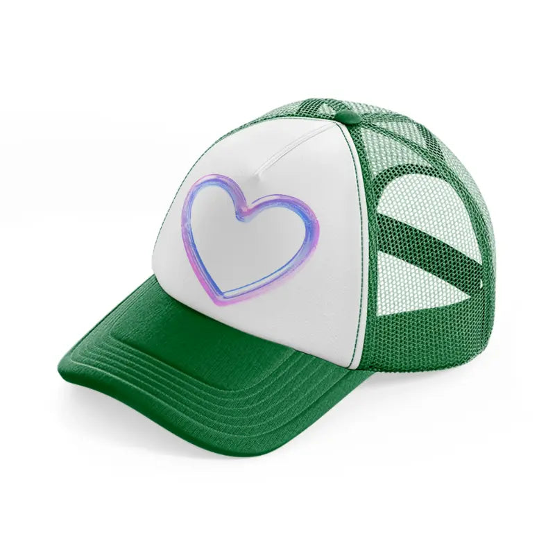 purple heart green and white trucker hat