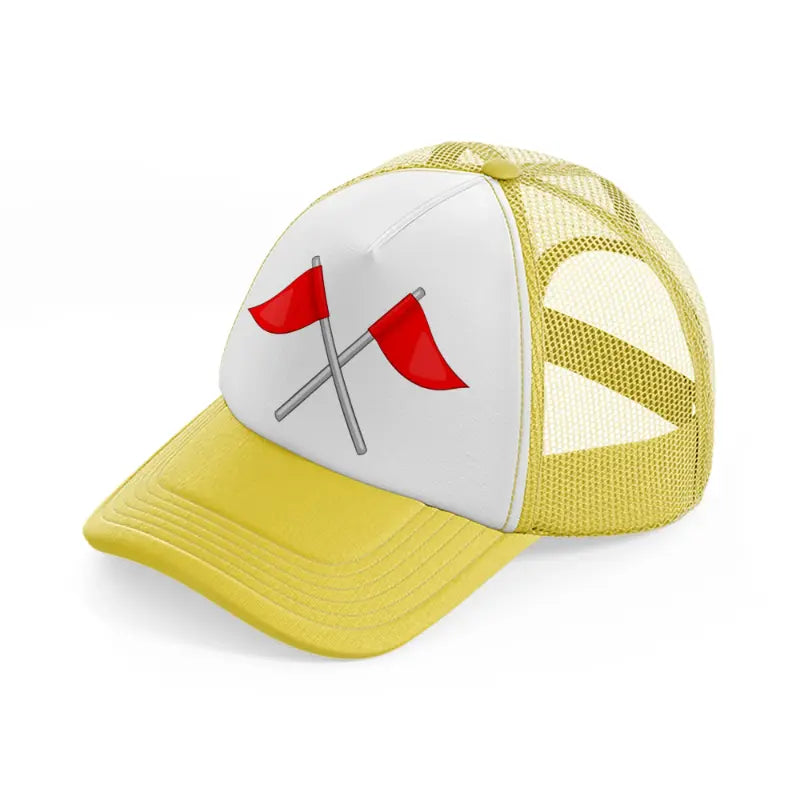 golf flags yellow trucker hat