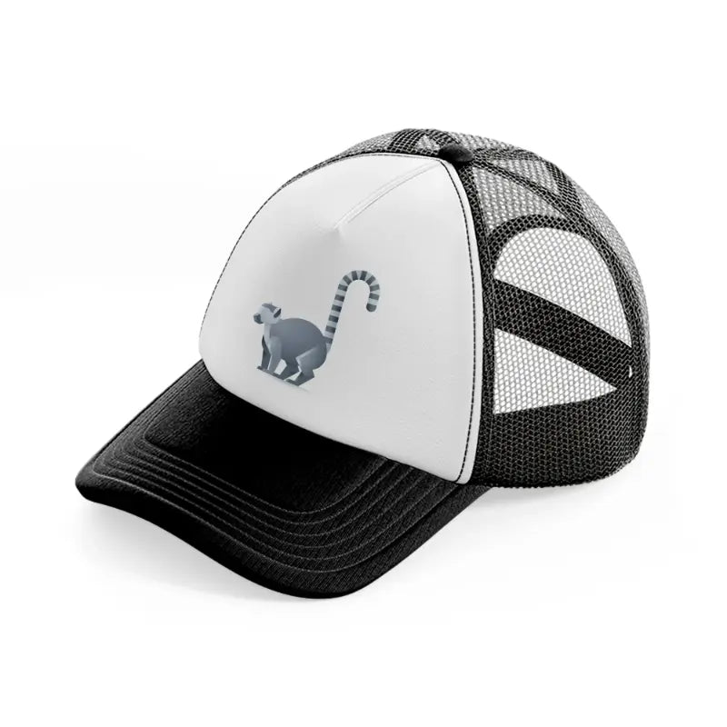 030 lemur black and white trucker hat