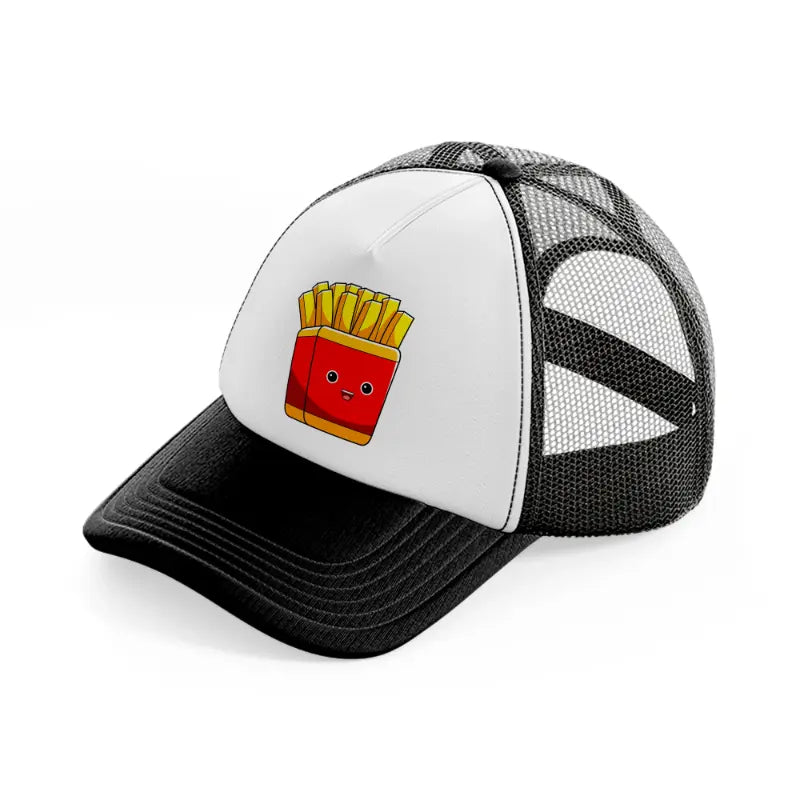 french fries-black-and-white-trucker-hat
