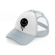 black melt smiley grey trucker hat