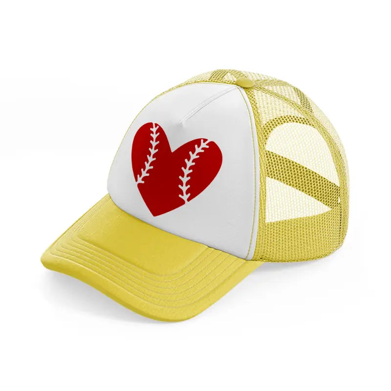 baseball love-yellow-trucker-hat