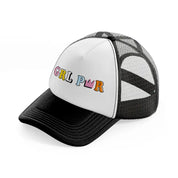 grl pwr-black-and-white-trucker-hat