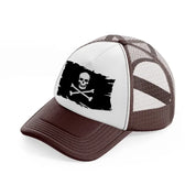 pirate flag brown trucker hat