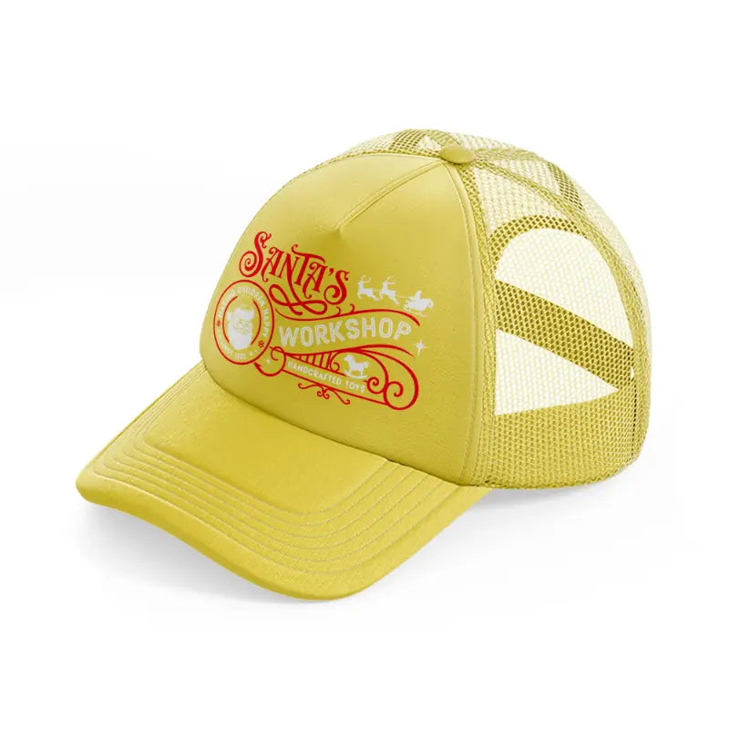 santa's workshop handcrafted toys-gold-trucker-hat